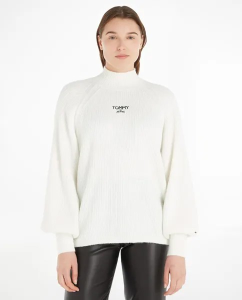 Женский свитер с высоким воротником свободного кроя Tommy Jeans, белый