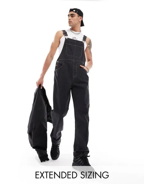 Черный джинсовый комбинезон ASOS DESIGN
