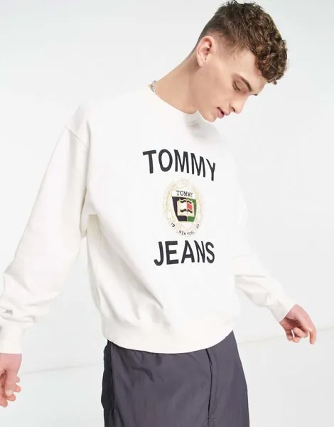 Серая толстовка с большим логотипом Tommy Jeans