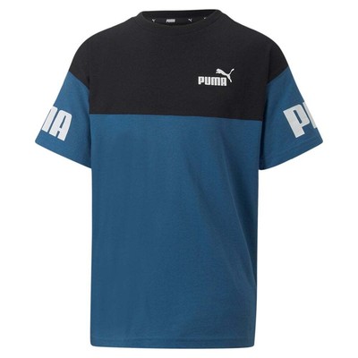 Puma Power Colorblock Футболка с круглым вырезом и короткими рукавами Молодежные мальчики Синие повседневные топы