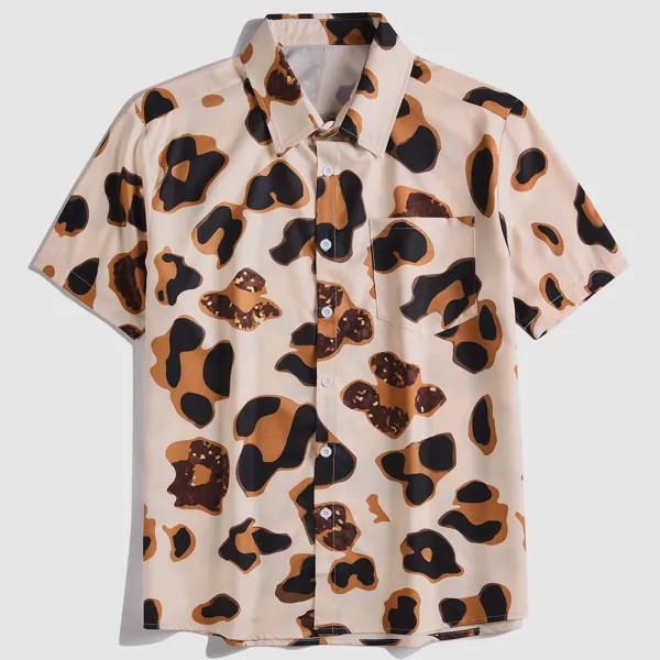Карман Леопардовый Отпуск Мужские рубашки