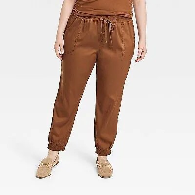 Женские спортивные брюки из плетеной ткани до щиколотки с высокой посадкой — A New Day Brown 4X