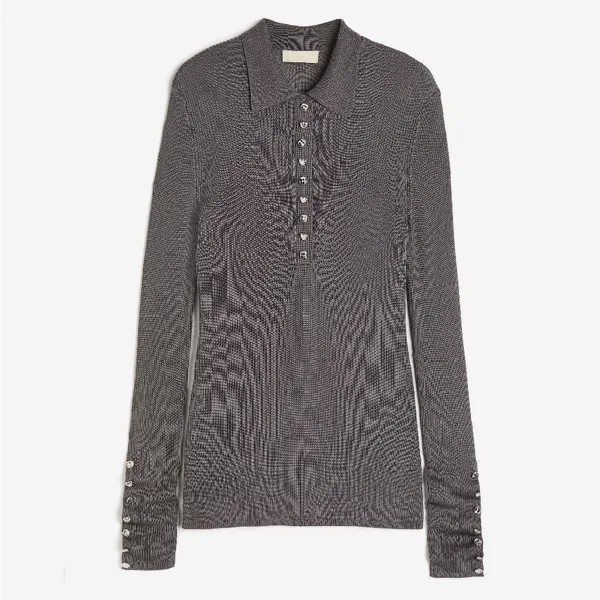 Свитер H&M Button-detail, темно-серый