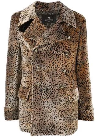 Etro жаккардовый бушлат с анималистичным принтом