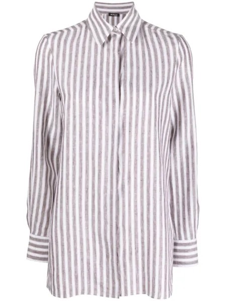 Kiton полосатая рубашка с длинными рукавами, белый
