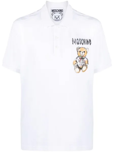 Moschino рубашка поло с принтом Teddy Bear, белый