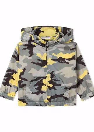 Dolce & Gabbana Kids пальто с камуфляжным принтом и капюшоном