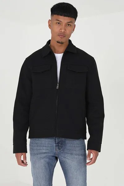 Куртка в стиле вестерн из искусственной шерсти 'Fixture' Brave Soul, черный