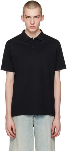 Черная футболка-поло с воротником-стойкой Giorgio Armani