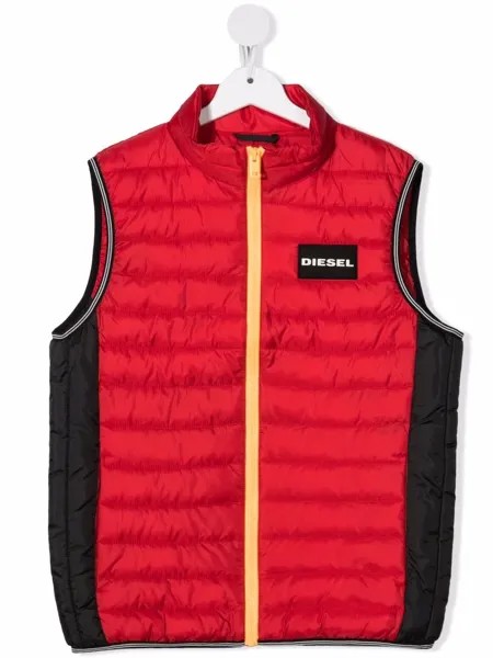 Diesel Kids дутый жилет с нашивкой-логотипом
