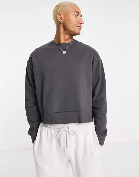 Черный выбеленный свитшот в свободном стиле super oversized от комплекта ASOS DESIGN-Черный цвет