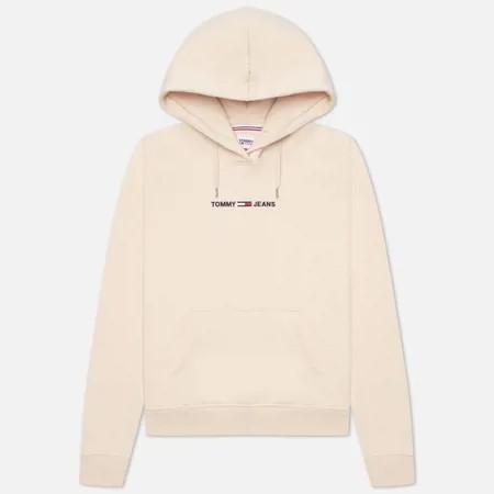 Женская толстовка Tommy Jeans Linear Logo Hoodie, цвет бежевый, размер M
