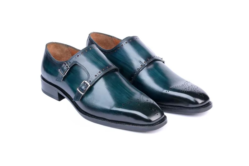 Двойной ремешок монки Dorchester с ручной росписью VellaPais, цвет Dark Blue