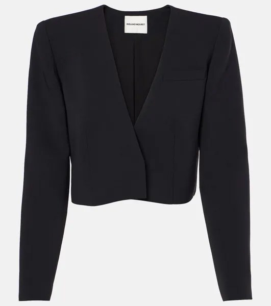Укороченный жакет из шелка и шерсти Roland Mouret, черный