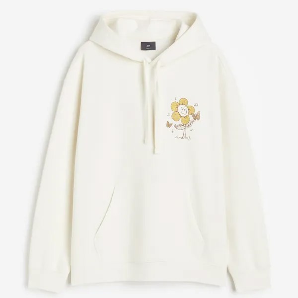 Толстовка H&M Relaxed Fit Printed Flower, кремовый