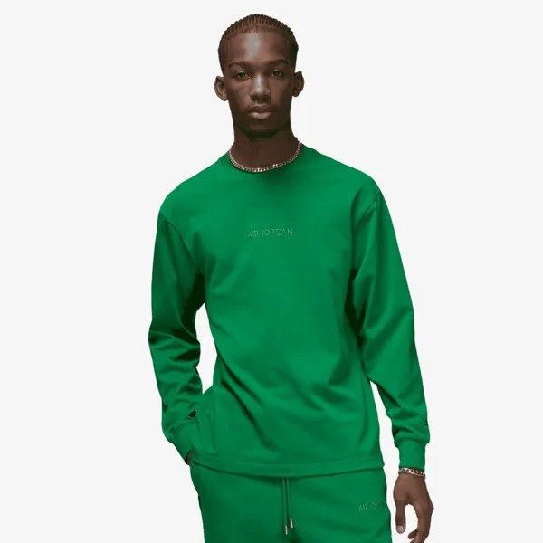 Футболка Wordmark Long Sleeve T-Shirt 'Pine Green' Jordan, зеленый