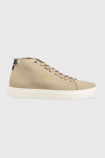 Замшевые кроссовки Cupsole Unlined High Top Calvin Klein, бежевый