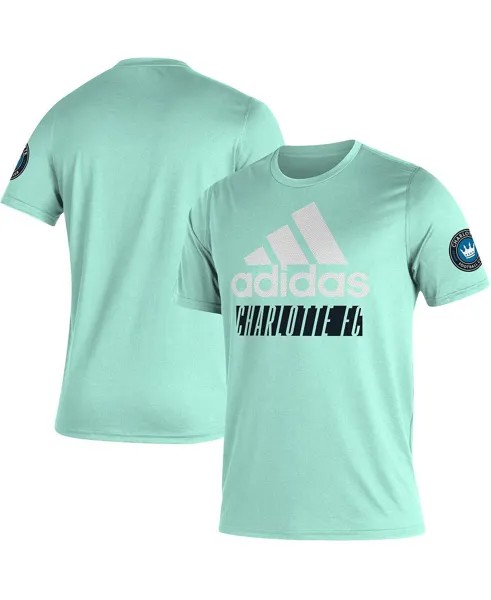 Мужская мятная футболка Charlotte FC Creator в винтажном стиле adidas