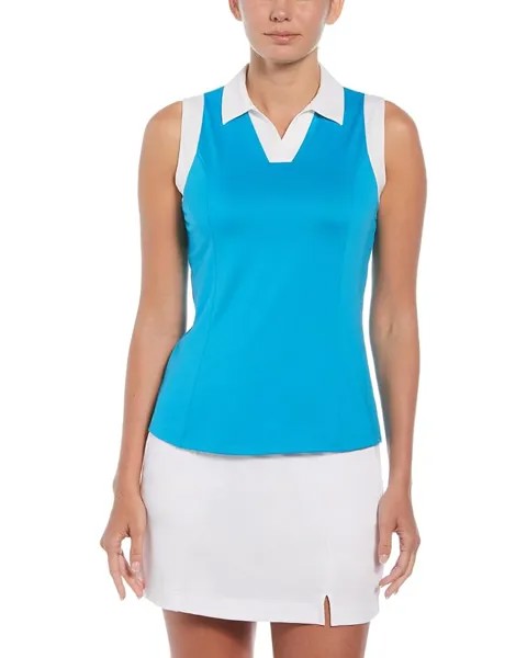 Поло Callaway Sleeveless V-Placket Color-Block, цвет Vivid Blue