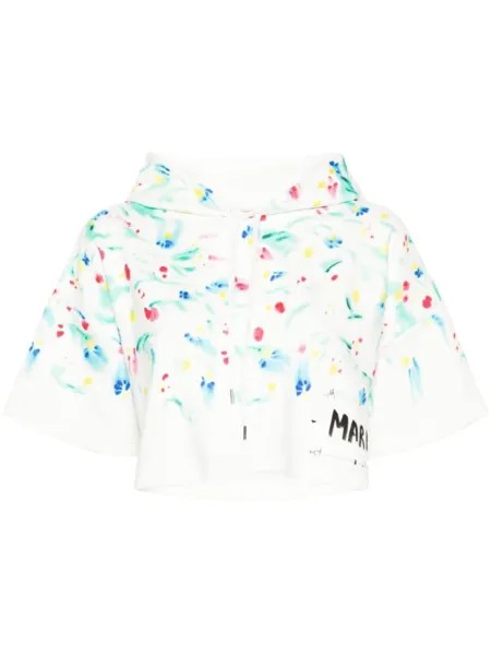 Marni худи с цветочным принтом, белый