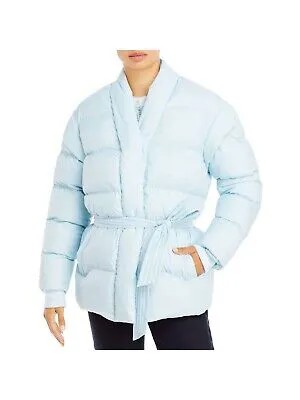 AQUA Женская голубая пуговица спереди без воротника Пуховик Зимняя куртка Пальто XS
