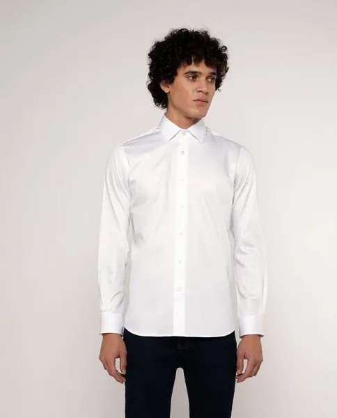 Однотонная классическая мужская рубашка белого цвета Mirto, белый