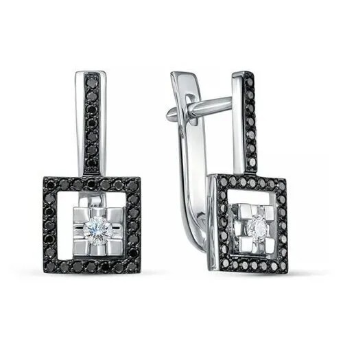 Серьги ПЕРВАЯ БРИЛЛИАНТОВАЯ, белое золото, 585 проба, бриллиант