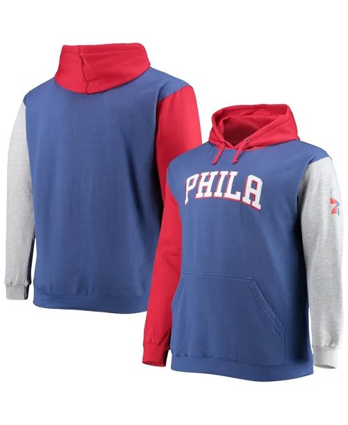 Мужской фирменный красный пуловер с капюшоном Philadelphia 76ers Big and Tall с двойным контрастом Fanatics