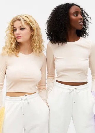 Розовый бархатный лонгслив Monki Barb