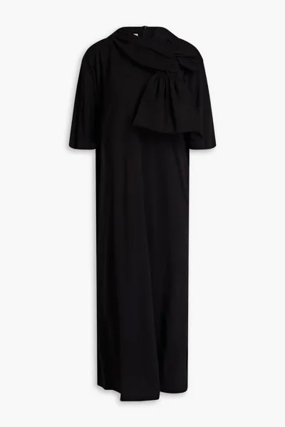 Платье миди из хлопкового джерси со сборками Mm6 Maison Margiela, черный