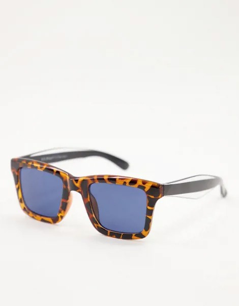 Квадратные солнцезащитные очки в коричневой черепаховой оправе с темно-синими стеклами в стиле унисекс AJ Morgan-Коричневый цвет
