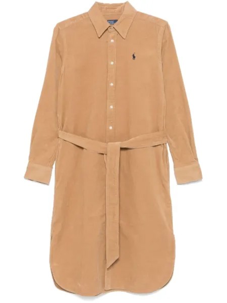 Polo Ralph Lauren платье миди с логотипом Polo Pony, нейтральный цвет