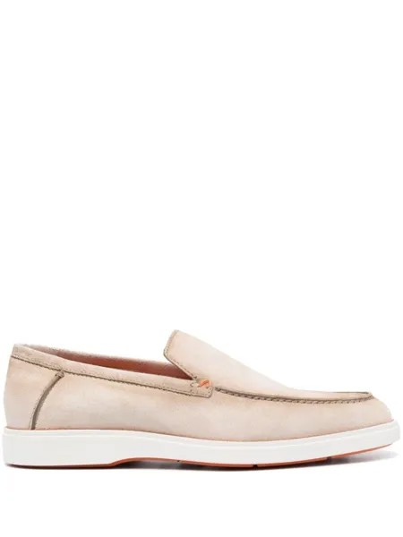 Santoni лоферы с миндалевидным носком, нейтральный цвет