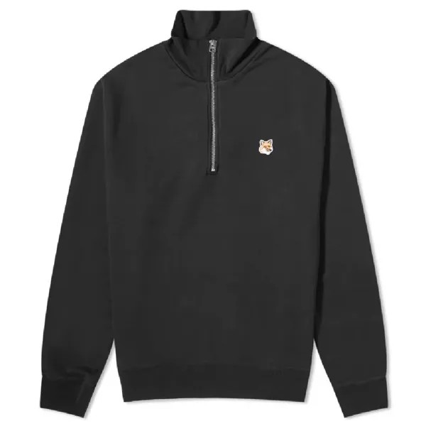 Толстовка Maison Kitsune Fox Head Patch Half Zip, черный