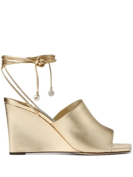 Jimmy Choo босоножки на танкетке Elyna с эффектом металлик, золотистый