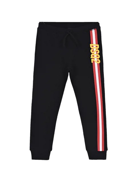 Черные спортивные брюки с полосками Dsquared2 детские
