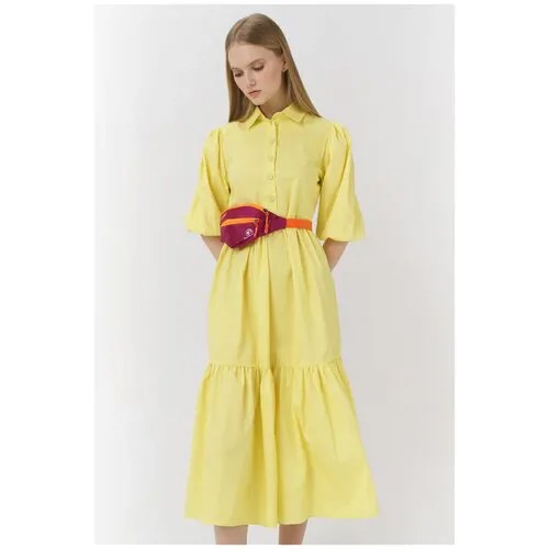 Ярусное платье-рубашка Ennergiia En_W11787_лимонный Желтый 46