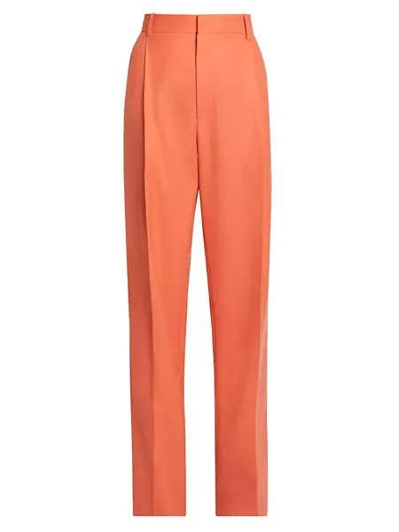 Прямые брюки из смесовой шерсти Victoria Beckham, цвет papaya