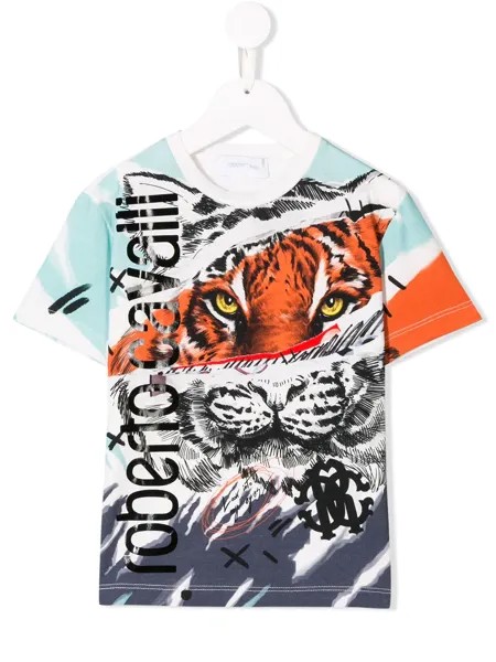 Roberto Cavalli Junior футболка с принтом тигра