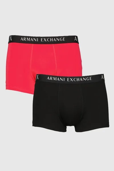 Боксеры с логотипом на поясе - 2 пары Armani Exchange, черный