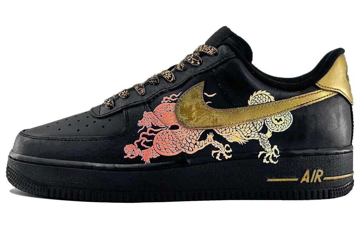 Кроссовки Nike Air Force 1 Skateboarding Shoes Women's Low-top Black/Gold, черный/золотой