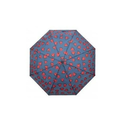 Зонт Ferre, полуавтомат, 3 сложения, купол 99 см., 8 спиц, система «антиветер», чехол в комплекте, для женщин, синий