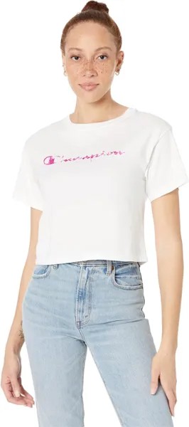Футболка Champion The Cropped Tee - Space Dye, цвет White/Inari