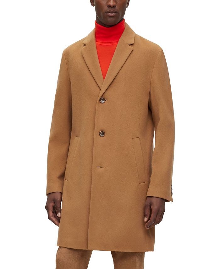 Мужское пальто обычного кроя на подкладке Hugo Boss, тан/бежевый