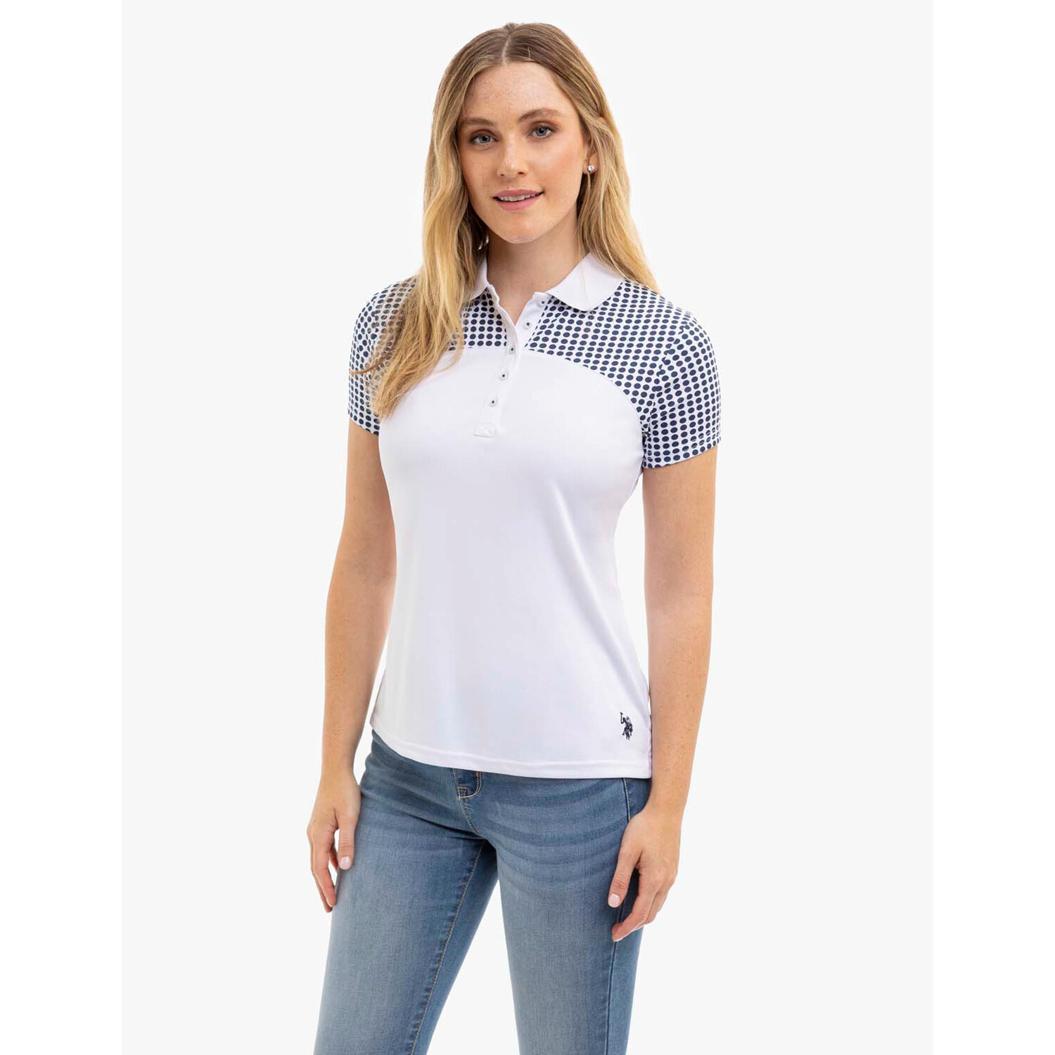 Футболка-поло U.S. Polo Assn. Dot Print Colorblock, белый