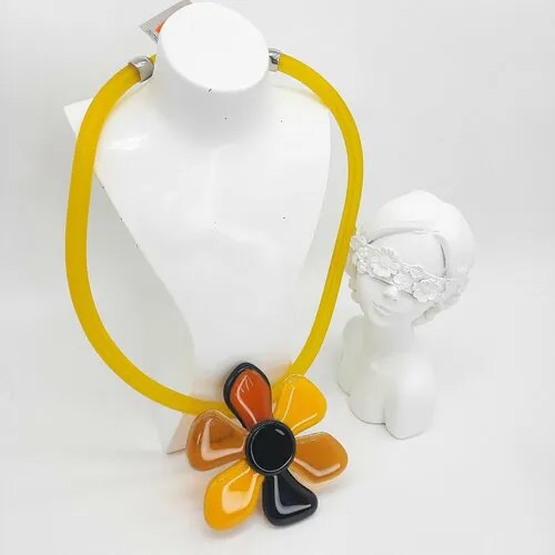 Колье PJ Murano, муранское стекло, длина 50 см, горчичный, желтый