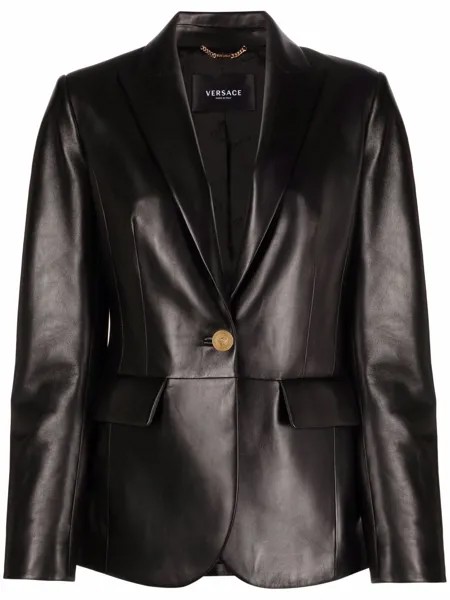 Versace однобортный пиджак с логотипом на пуговицах