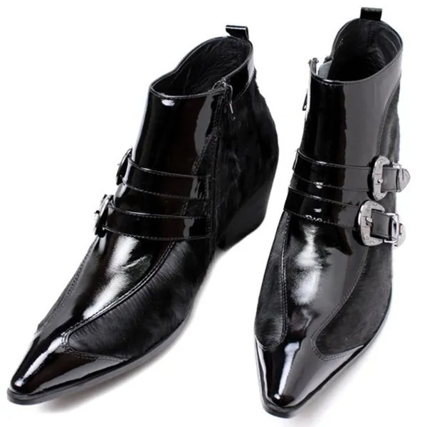 Batzuzhi Япония Стиль персонализированные мужские ботинки с острым носком мужские ботинки; Кожаные мужские ботинки; 6,5 см, увеличивающие рост, EU38-46