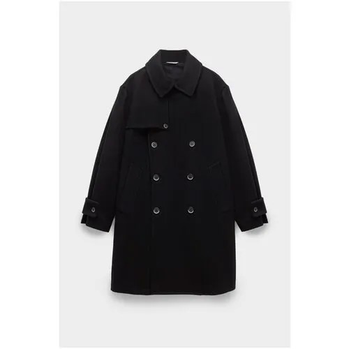 Пальто Barena, силуэт свободный, средней длины, карманы, двубортное, размер 50, черный