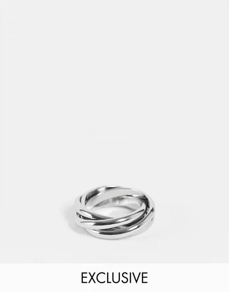 Серебристое перекрещенное массивное кольцо Reclaimed Vintage Inspired-Серебристый